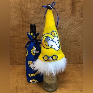 Gnome Gift Bag Bottle Topper Los Angeles Rams Head NFL Football Sports Wine Ball